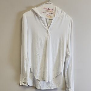 G4free Classic White Button Down Shirt for Women